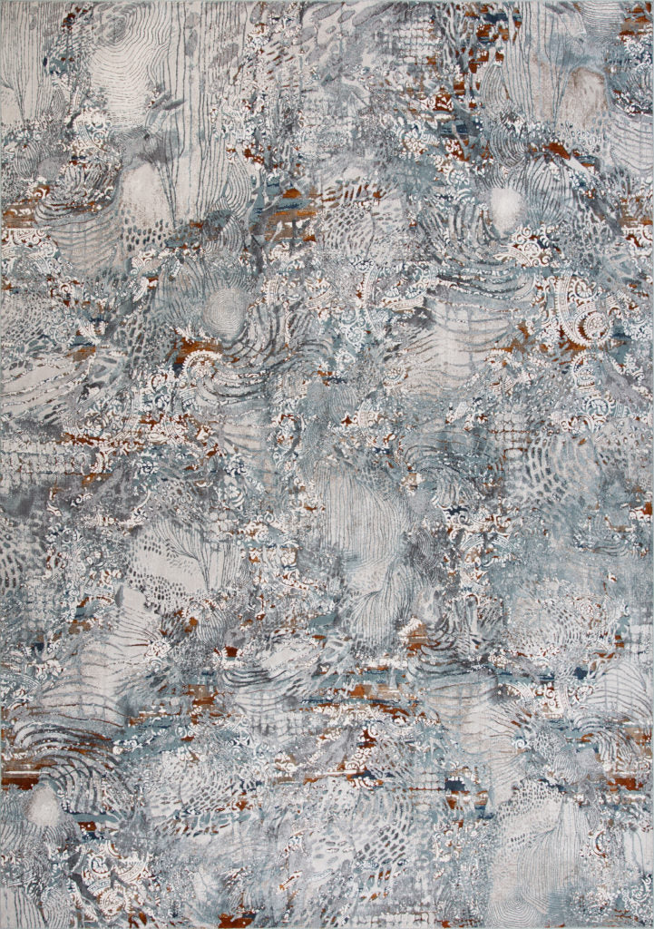 STEVENS OMNI RUGS' Opulence 144M Rug: Abstract gray, white, rust swirls evoke luxury and depth in a 5'x8' format.