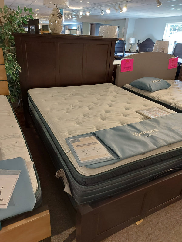 BB27 Merlot Mansion Queen Bed Frame by Vaughan Bassett—stylish queen-size bed with headboard for a modern bedroom.