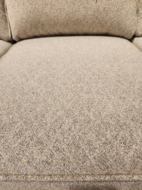 Close-up of Decor-rest's 2179 Queen Sofabed with beige upholstery, subtle texture, and seam details. Made in Canada.
