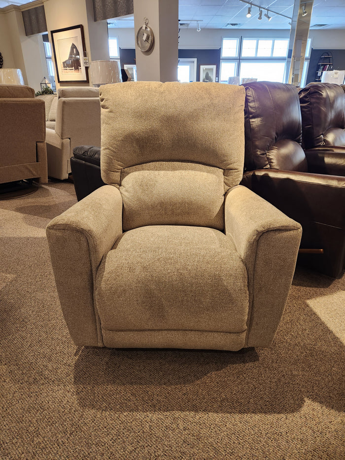 La-z-boy's 802 Cassian Wall-A-Way Recliner, a gray fabric chair for ultimate comfort, is displayed among other chairs.