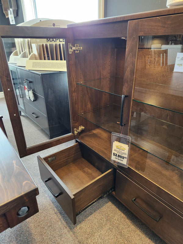 Handstone Laguna Dining Sideboard with Pot Lights offers ample storage, glass shelves, and costs $3,899.99.