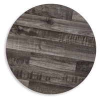 The Ashley Briarsboro Nesting Accent Table set features gray and black woodgrain and a gray washed modern finish.