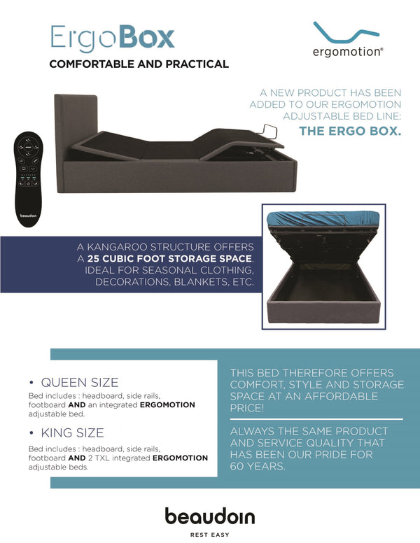 The Julien Beaudoin Ergo Box Adjustable Frame with remote offers the ideal storage solution for any room.