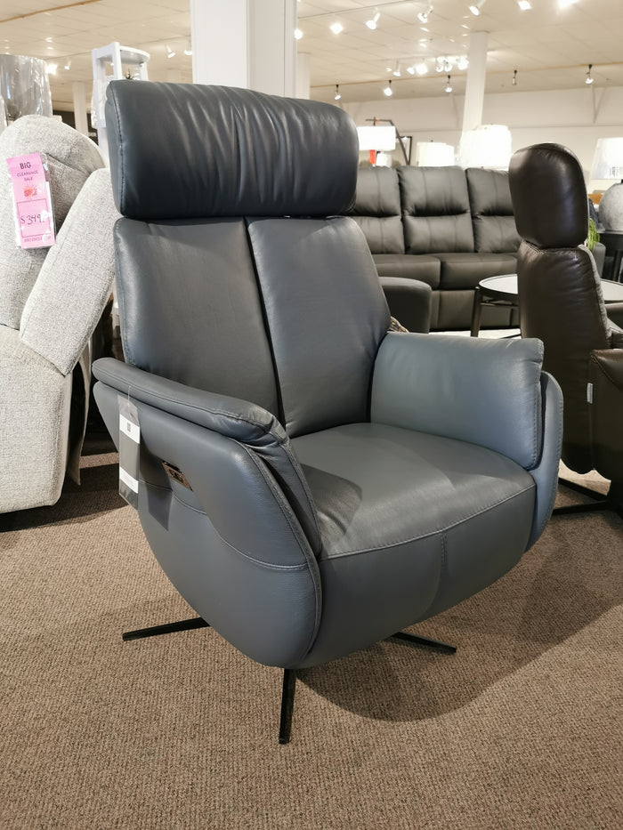 The Argo Power Recliner by Ambiente Chairs is a modern dark gray, high-back, high-density foam recliner.