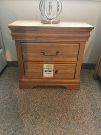 Vaughan Bassett's 771 Vista Night Stand, with two drawers and lamp, crafted from American Poplar Solids for $1,289.