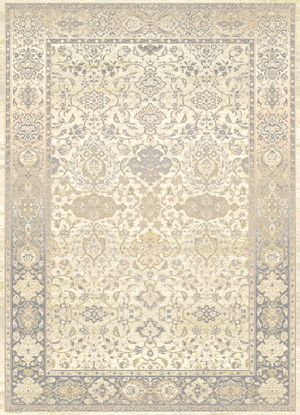 STEVENS OMNI RUGS Radiance 57400 5'x8' area rug with intricate beige, blue, and gold floral-geometric patterns.