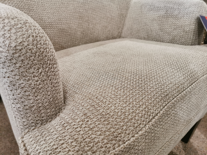 Close-up of the Dason Stone 31-03 Chair by Superstyle, featuring textured beige upholstery and traditional design.