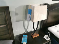 The Ashley L204174 Makara Table Lamp with wood base and square shade is on sale for $139.99.