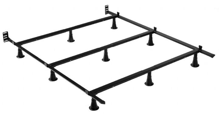 The Fashion 426204 Prestige Bed Frame, crafted from durable metal, features adjustable legs, oversized casters, and corner brackets for enhanced support and stability. It is displayed on a plain white background.