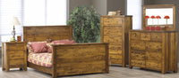 The Vokes 850 Roughsawn 3-Drawer Night Table is solid wood, crafted near Owen Sound, Ontario.