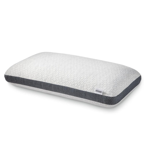 The Beauty-rest Absolute Relaxation Luxury Pillow features ventilated memory foam and dark gray mesh sides.