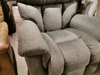 La-Z-Boy 775 Mateo Rocker Recliner: Gray with tufted design and reclining legrest on a carpeted floor.