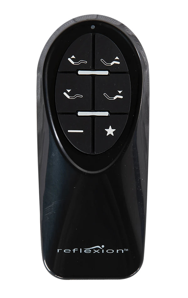 Tempur-pedic Boost 2.0 Adjustable Base wireless remote with six labeled buttons for ergonomic bed positions.