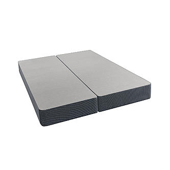 Two rectangular, gray Beauty-Rest Boxspring units are displayed side by side on a white background, highlighting their elegant design and sturdy support.