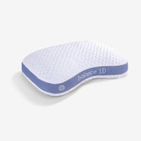 Bed Gear Balance Cuddle Pillow with blue Air-X mesh band, ergonomic and moisture-wicking, on a plain background.