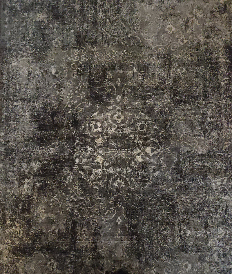 Rizzy Home Panache PN6971 5'3" x 7'6" area rug with faded dark gray Boho floral and geometric distressed design.