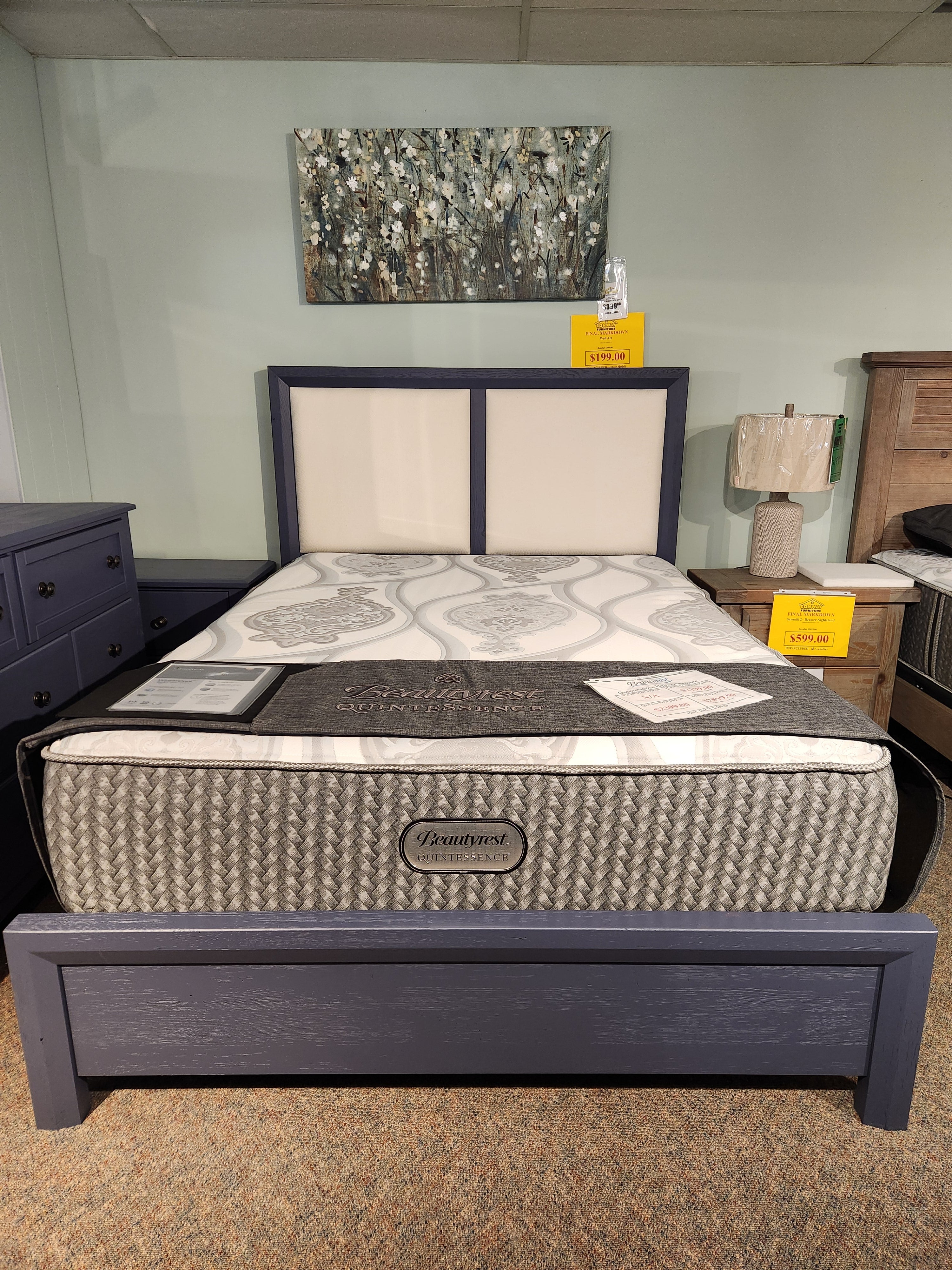 Patterned upholstered bed discount