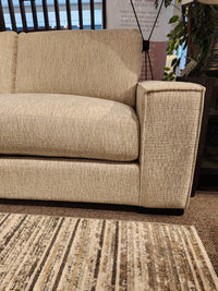 Mesa Sofa by Leather Craft: Beige upholstered sofa with square arms for modern elegance and luxurious comfort.