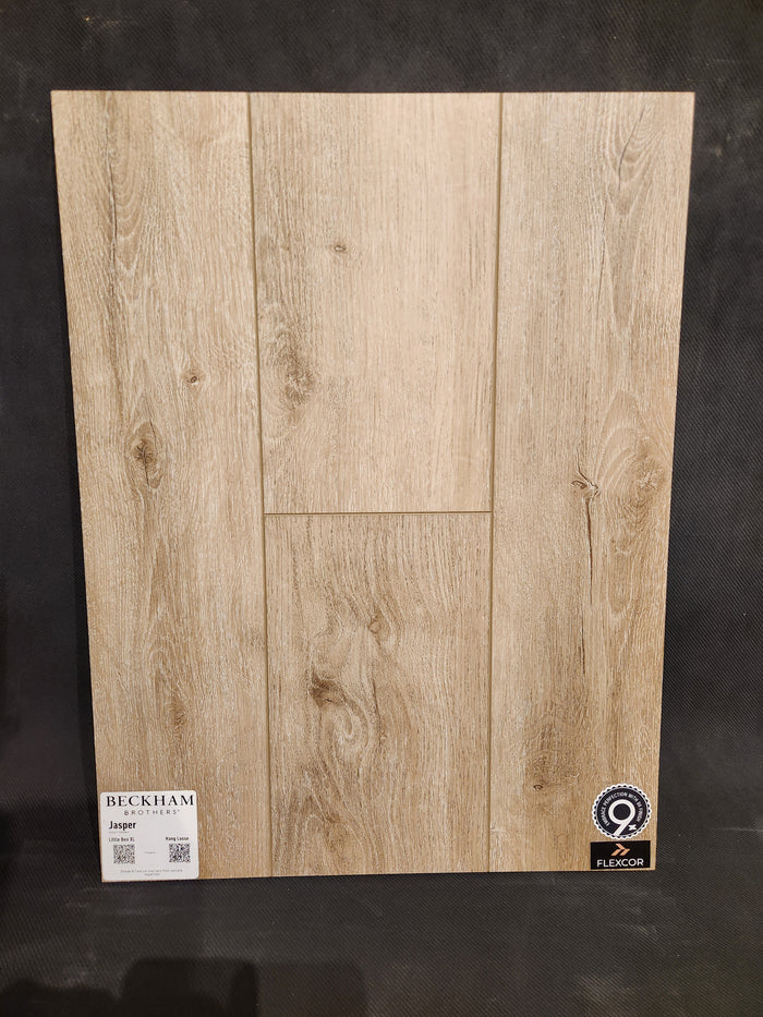 Light wood-look sample, three vertical panels; Beckham Brothers Little Ben XL Luxury Vinyl Click Plank flooring.