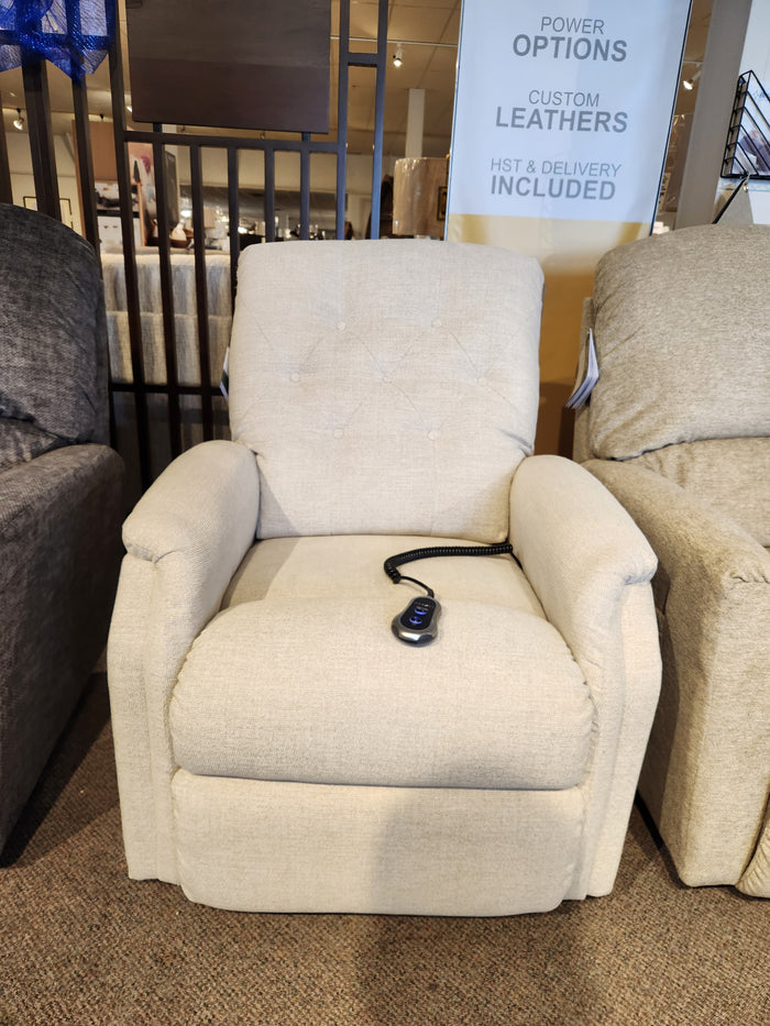 The La-z-boy 794 Billie Bronze Lift Chair offers lift assist with remote and is displayed in the furniture store showroom.