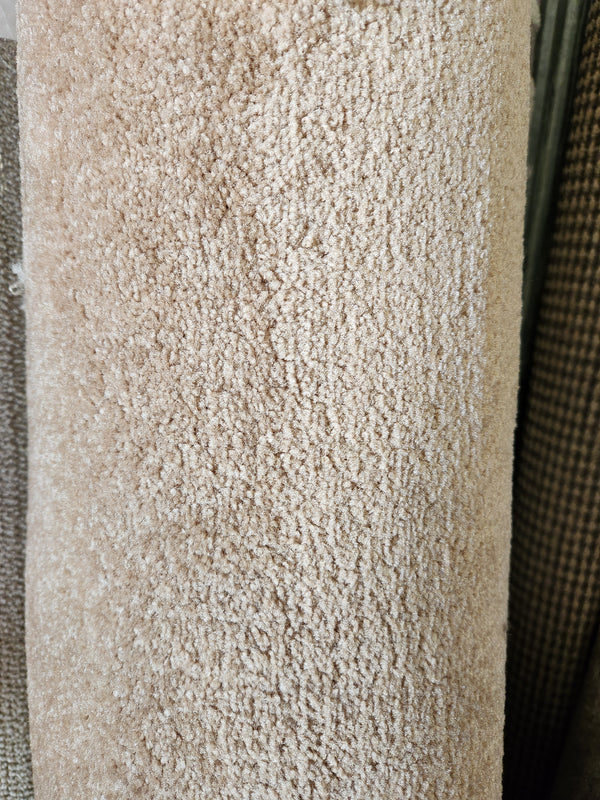 A close-up of Flooring CLEARANCE Carpet Remnant 5'2" X 12', highlighting its soft, textured low pile surface.