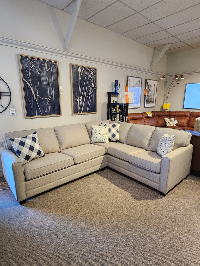 The Superstyle 1014 Trinity Double Sofabed Sectional in beige offers versatile seating and sleeping in a stylish display.