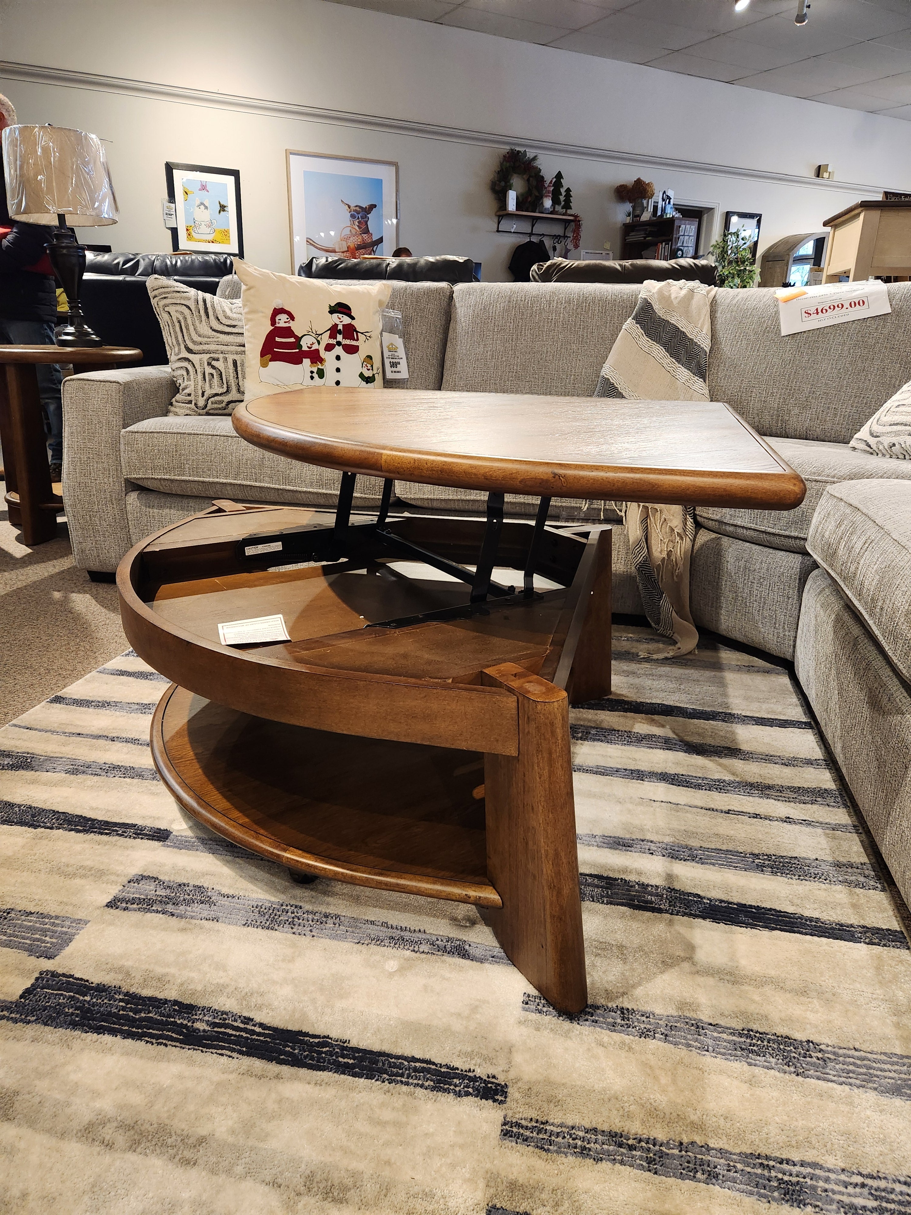 T6354 Pie Shape Lift Top Cocktail Table | Living Room Furniture