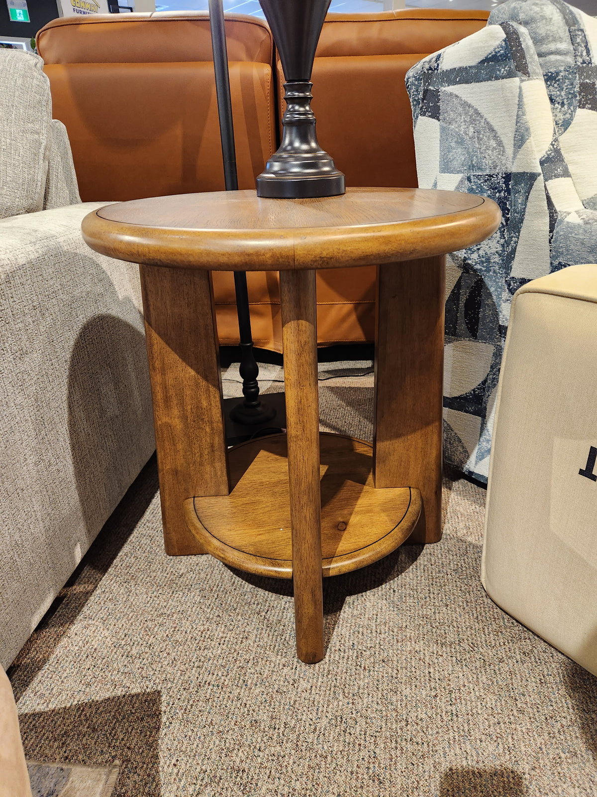 Magnussen T6354 Tanner Round End Table in Tawny Brown, ideal for a California Casual living space.