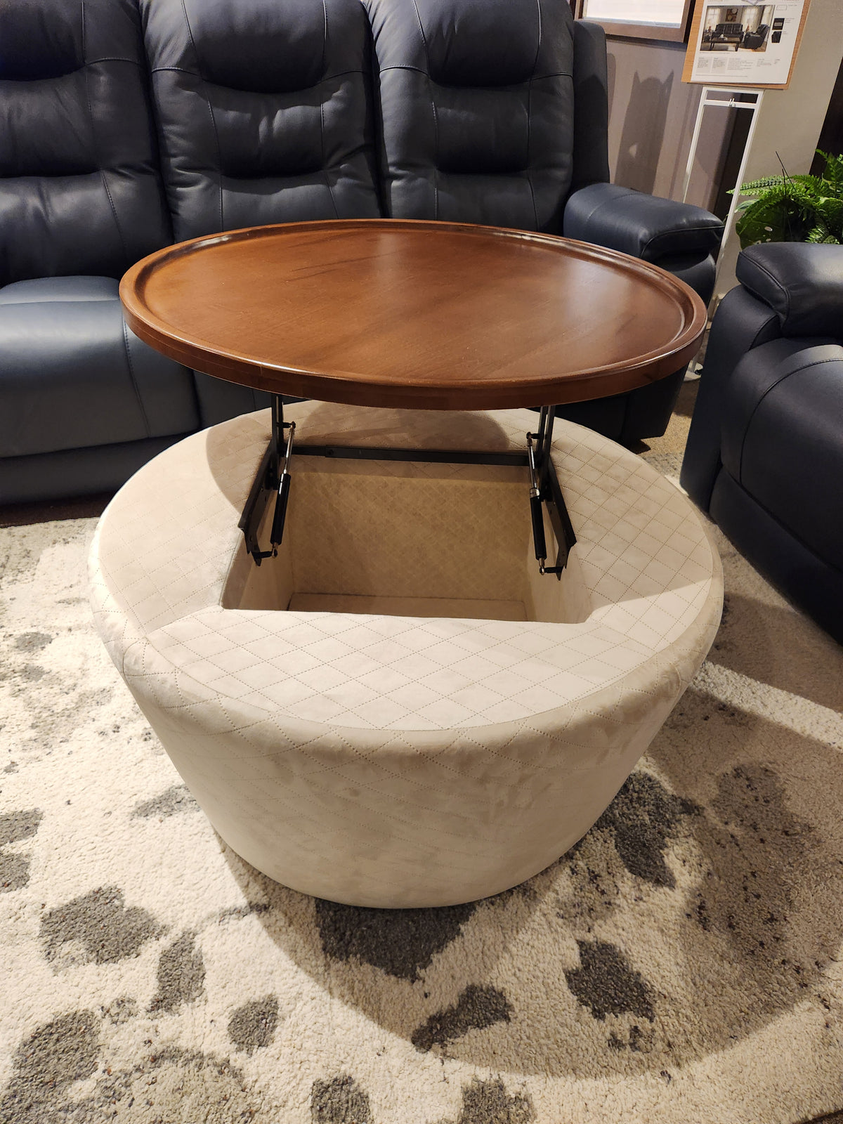 The Decor-rest 6415 Lift Top Storage Ottoman/Coffee Table offers hidden storage and style for your space.