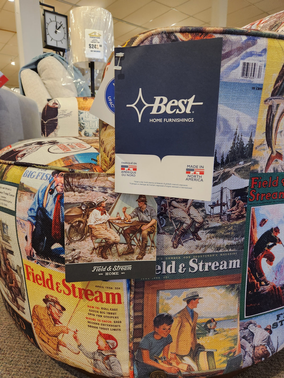 The Best Field & Stream April FS2 Swivel Chair, with vintage prints, is ideal for modern lodge décor and featured in top stores.