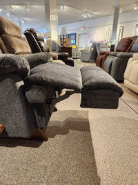 The La-z-boy 519 Astor Rocker Recliner in gray with footrest extended offers tall, comfortable showroom rocking.