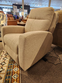 Aurora Furniture’s 88365 Muskoka Power Reclining Chair with Zero Gravity, shown on carpet beside a Muskoka Collection rug.