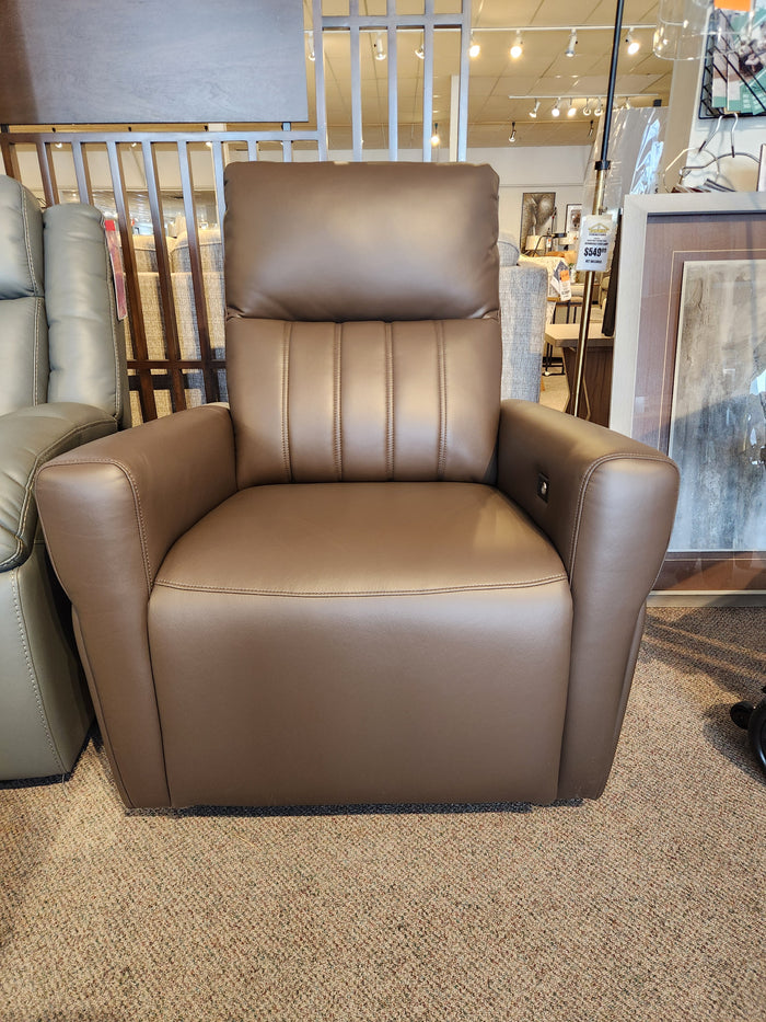 Golden Rec-PS Cinder Power Recliner with USB ports displayed on carpet, surrounded by other furniture and decor.