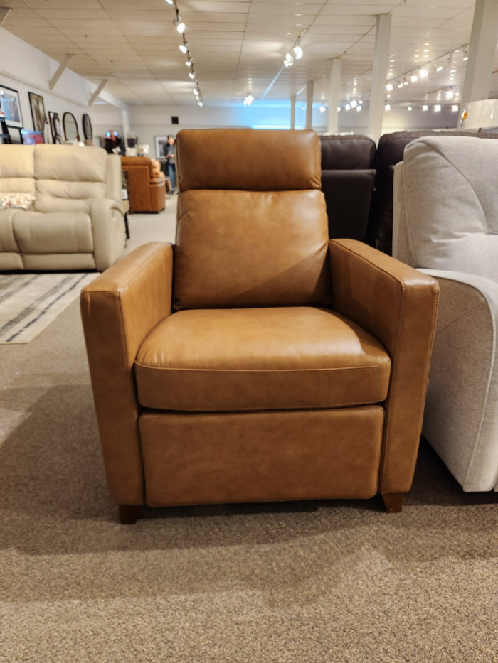 The Palliser 77171 Soren Push-Back Reclining Chair is shown in a showroom with our upholstery collection.