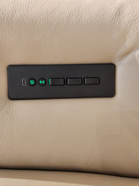 Palliser Oxford 3-piece Sectional: black control panel with 4 buttons, power recline, USB-C, & green LED lights.