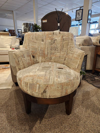 Best Ronan 2908 Swivel Chair: Upholstered, abstract pattern with wood swivel base—perfect for a stylish showroom.