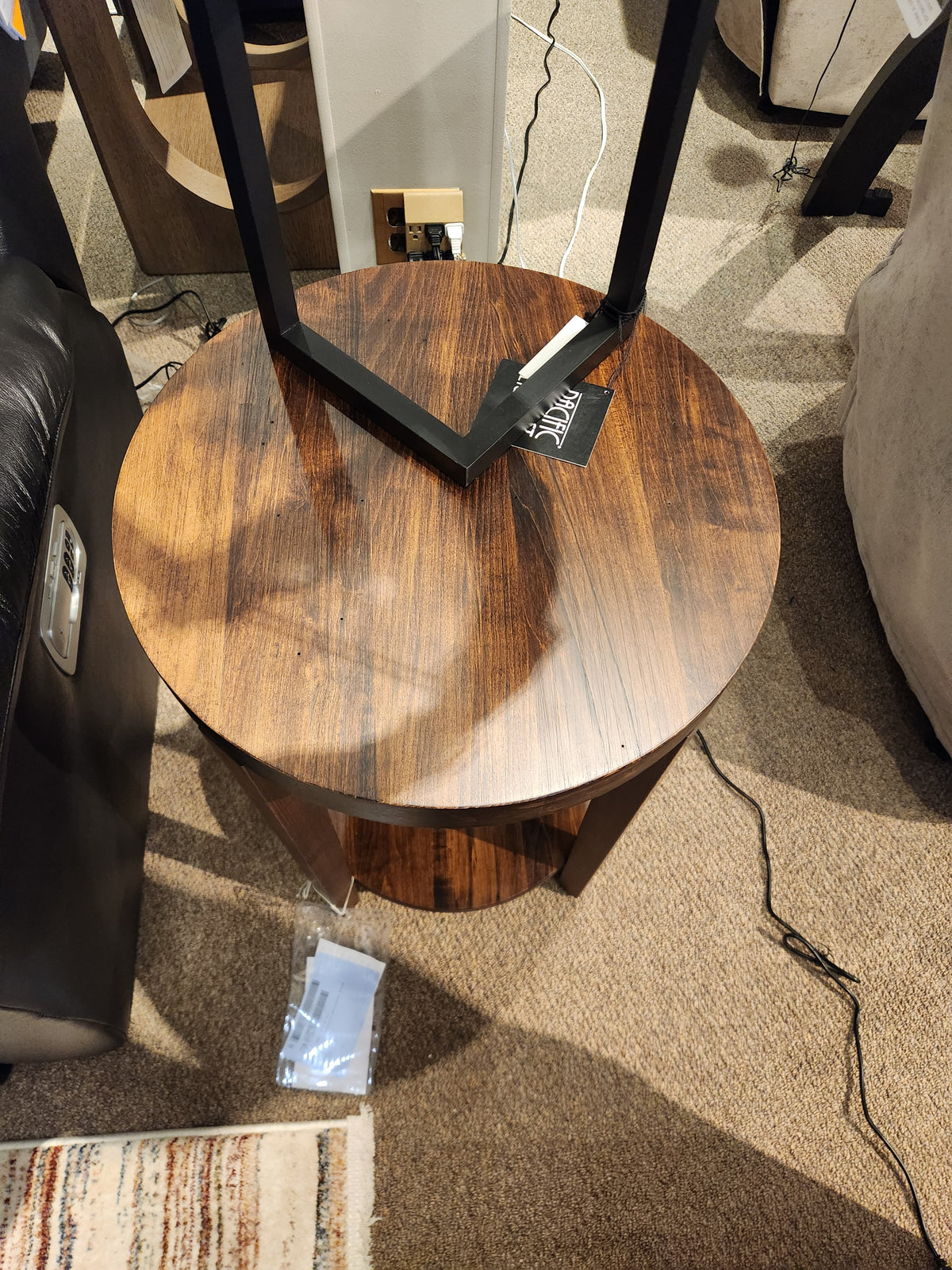 Stockholm Round Chairside End Table with Shelf