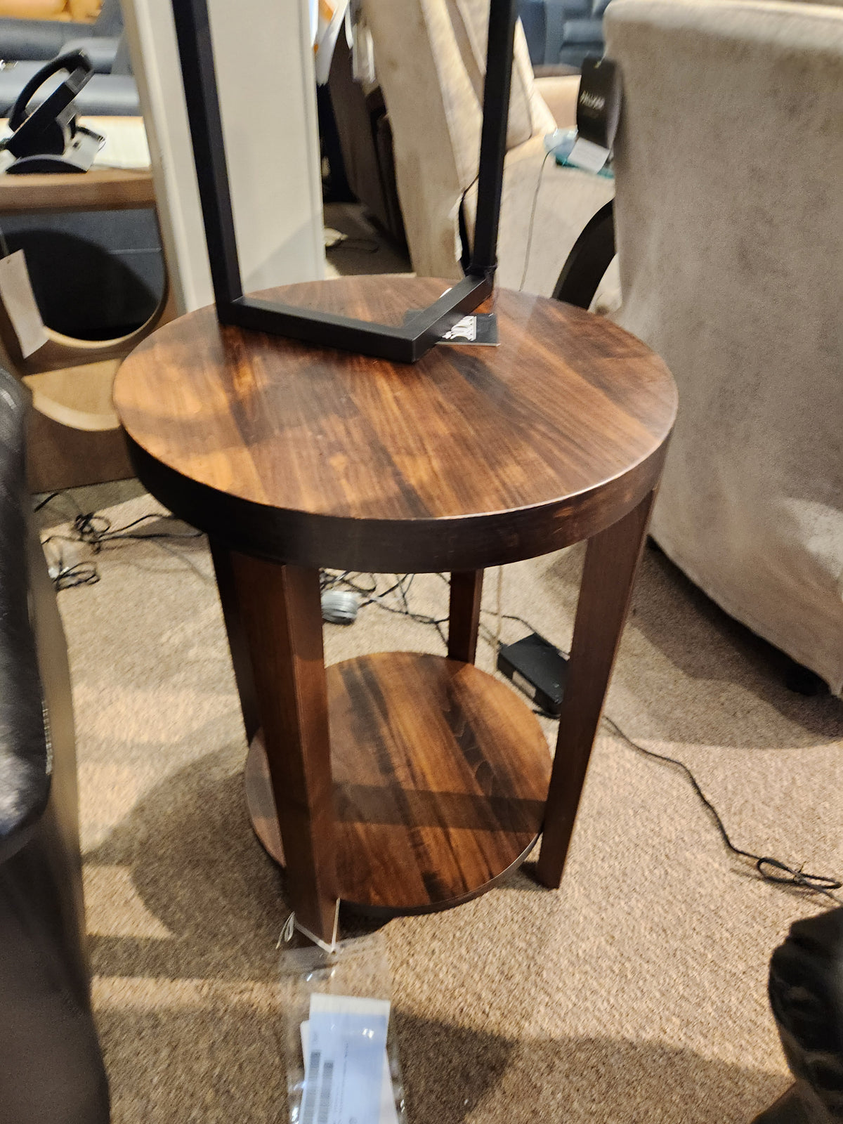 Stockholm Round Chairside End Table with Shelf