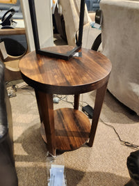 Stockholm Round Chairside End Table with Shelf