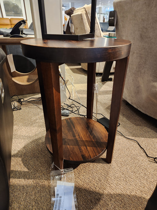 Stockholm Round Chairside End Table with Shelf