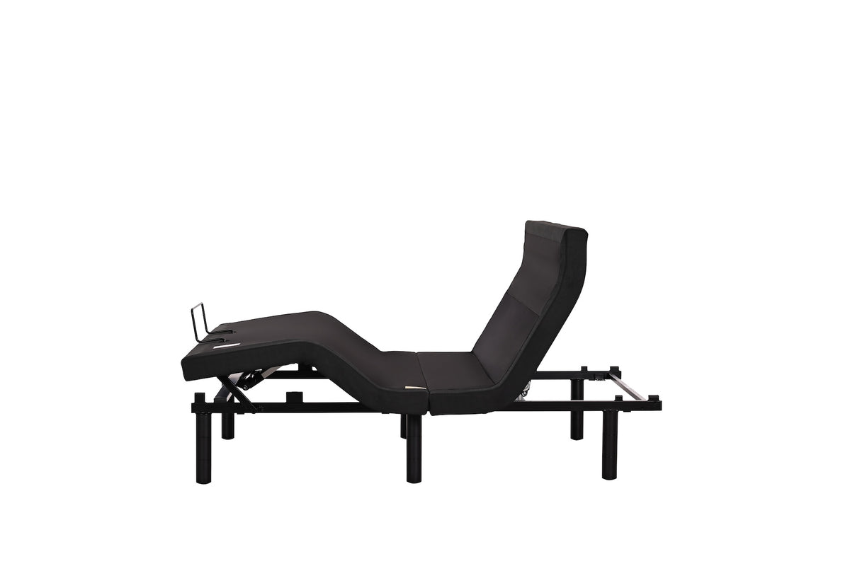 Fashion Tranquility Adjustable Base with wireless remote, raises head and legs; sleek black adjustable bed frame.