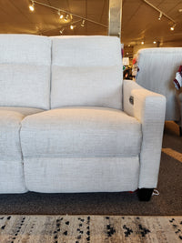 La-Z-Boy 810 Quinault Power Reclining Sofa w/ Zero G & Headrest displayed on carpet in showroom.