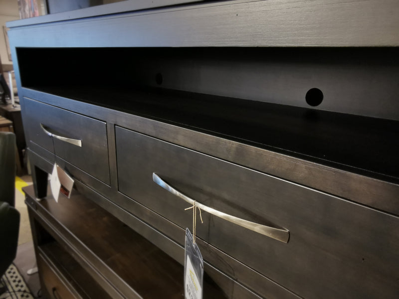 Close-up of the Handstone Catalina Brushwork 60" HDTV Unit, featuring casual elegance and smart cable management.