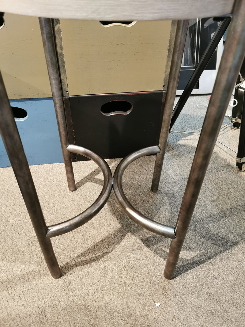 Close-up of T5927 Jennings Accent End Table by Magnussen in Weathered Antique Nickel—ideal for transitional spaces.