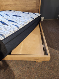 The Handstone JA-QW Jasper Queen Platform Bed features a lift-up mattress and Rocky Mountains-inspired storage.