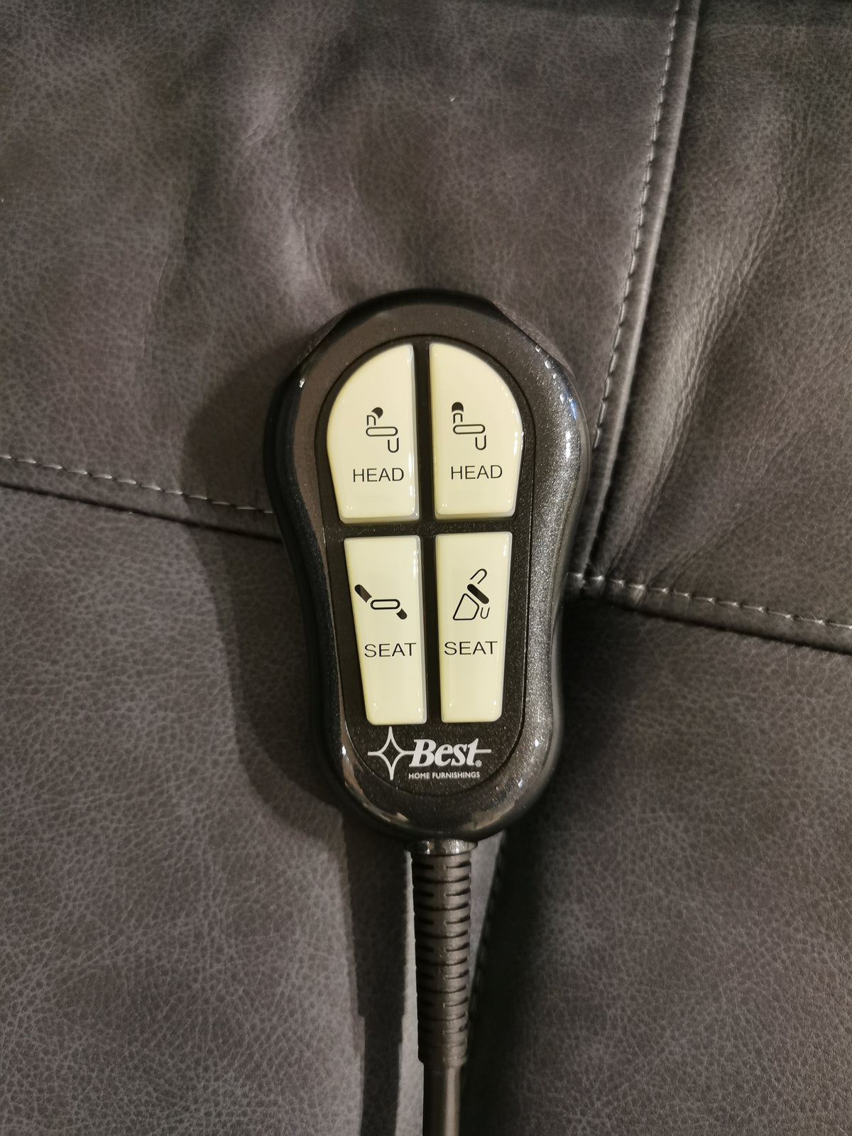 The Best Kristisha 9NZ31LV Power Lift Chair has a remote with four buttons for head, seat, and lumbar adjustments.