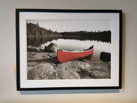 357 Red Canoe on the Rock Framed Art