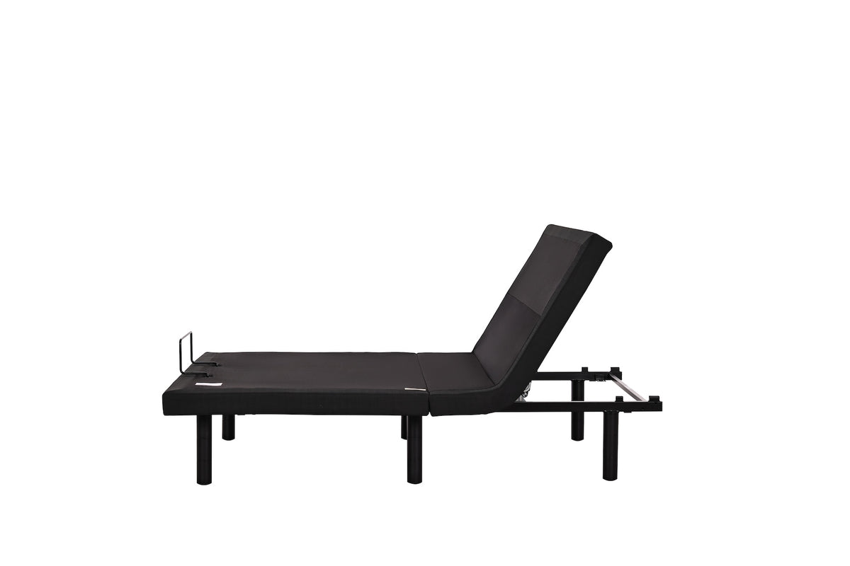The Fashion Tranquility Adjustable Base in black is shown in profile with a raised head section against a white background.