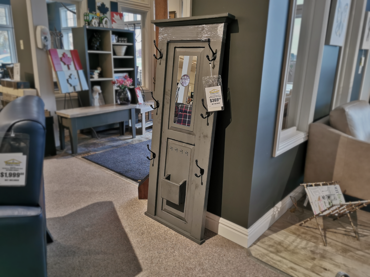 Introduce a touch of Ontario craftsmanship to your home with the 710 Doorganizer by Woodcraft. This handmade hallway furniture piece offers woodcraft hooks, a mirror, and plenty of storage while elegantly embodying timeless quality and design in the store.