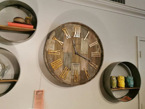 83457 Wine Barrel Wood Wall Clock